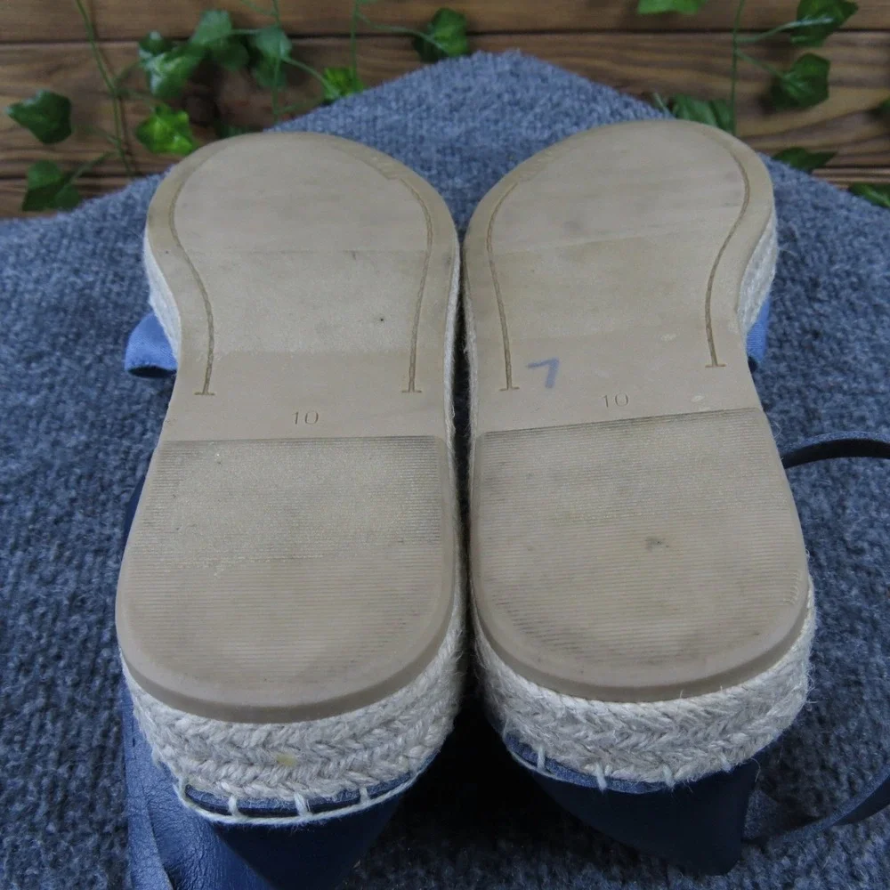 Old Navy Women Denim Blue Espadrille Ankle Strap Sandals Shoes Size 10